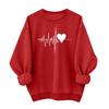 Ladies' Casual And Fashionable Round Neck Top With Valentines Print Hooded T,shirt Long Sleeved Sweatshirt
