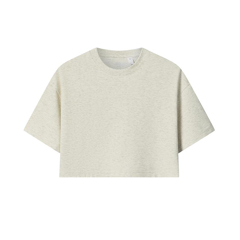 FILA Milano Series Casual Comfortable Loose T-Shirt Women tops Light-Khaki Flower-Gray F11W625113FLK S