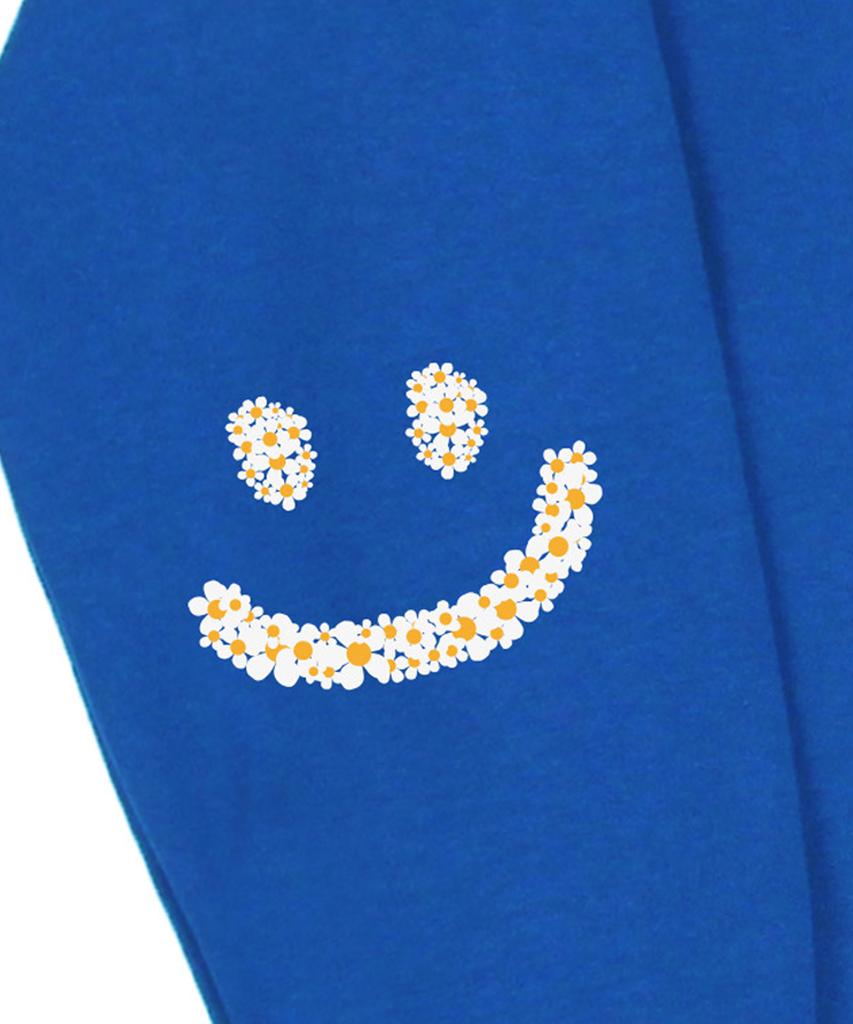 GRAVER [Unisex] Elbow Multiflower Drawing Smile Sweatshirt_Cobalt Blue