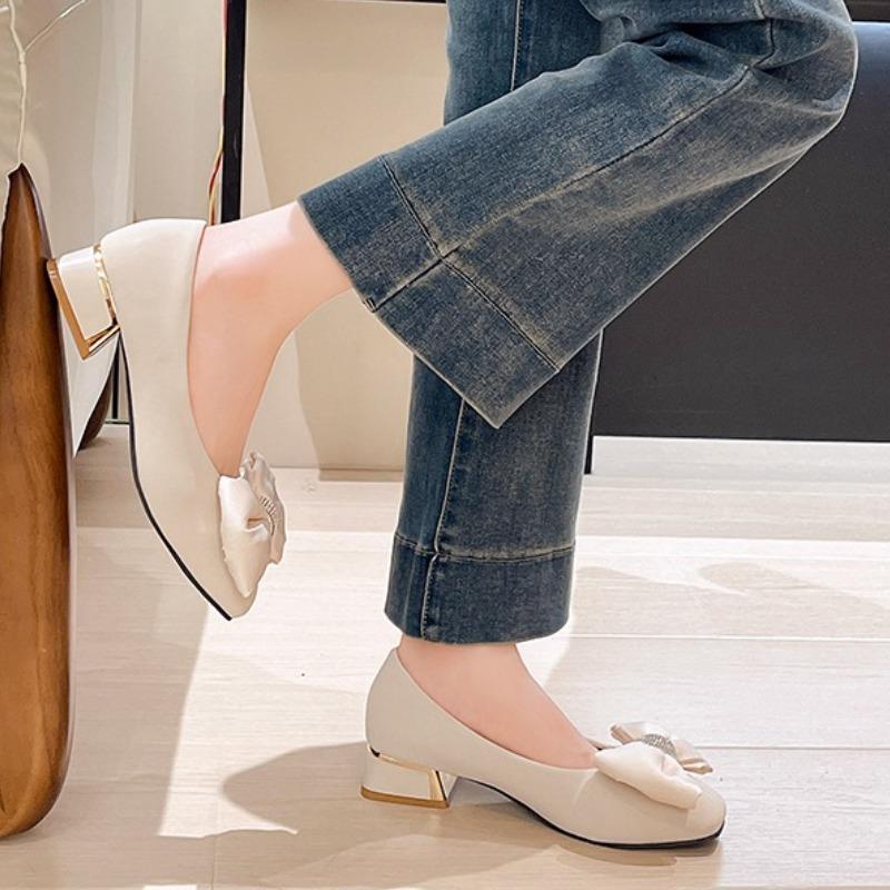 French Bow Baotou Sandals Women's 2025 New Fairy Style Temperament Celebrity Square Toe Block Heel Single Shoes