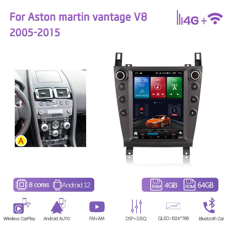 10.4Inch For Aston Martin Vantage V8 2005-2015 Car Multimedia Player GPS Navigation Android13 8+256 8Core CarPlay 4G 360Camera