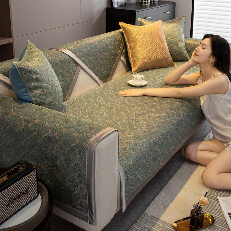 Light Luxury Ice Silk Sofa Cushion Summer Summer Ice Cushion Modern Simple High-End Breathable Non-Slip Mat Sofa Cover