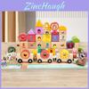 Wooden Creative Fruit Train Building Blocks For Kids Learning Numbers And English Recognition