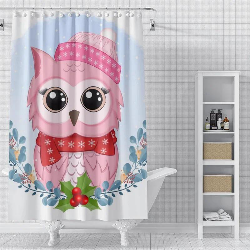 Home Decoration Shower Curtains For Bathroom Waterproof Curtain Fabric Modern Nordic Style Living Room Merry Christmas Winter