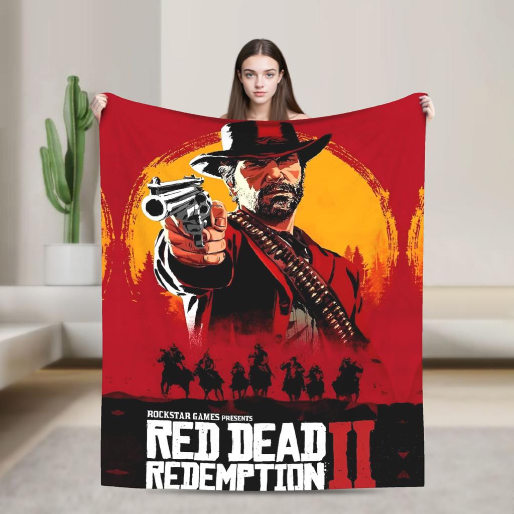 Warm Soft Blanket Travel Office Arthur Morgan  RDR 2 West Cowboy Vintage Bedding Throws  Flannel Bedspread For Sofa Bed Cover