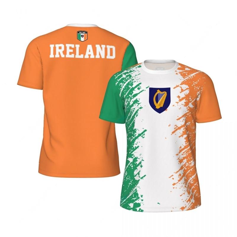 Mode Irland Flagga Fotboll T-shirt Casual Sommar Kortärmad Herr 3D Printad Sport T-shirt Lös Gata Snabbtorkande T-shirts Toppar