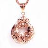 Classics Elegant Flower Necklace for Women Light Luxury Hollow Out Copper Plated Rose Gold Pendant Wedding Zircon