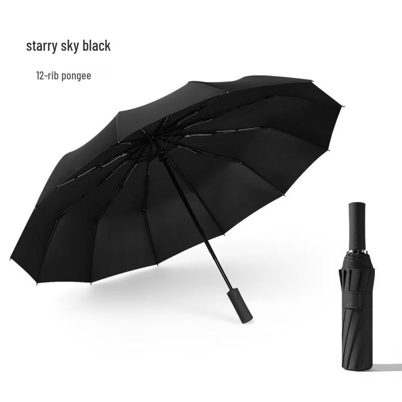 Tri-polar 12-Rib Folding Umbrella