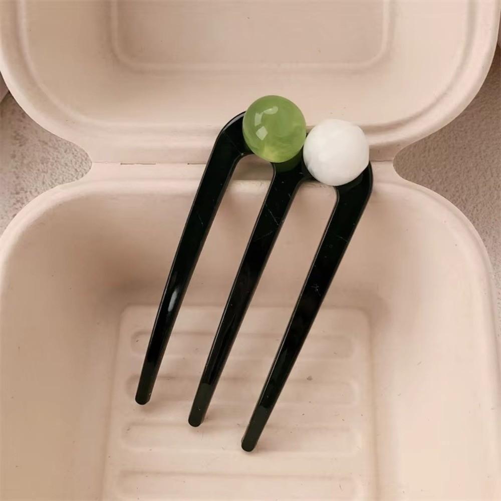 Plastic Hair Accessory Three Tooth Meatball Disc Sturdy Hair Fork  Hair Buns