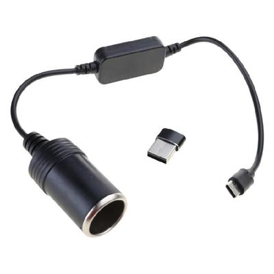 Type C 5V To 12V Car Cigarettes Lighter Female Socket Adapter Boost Cable Cord for Trucks and Car with USB Connector