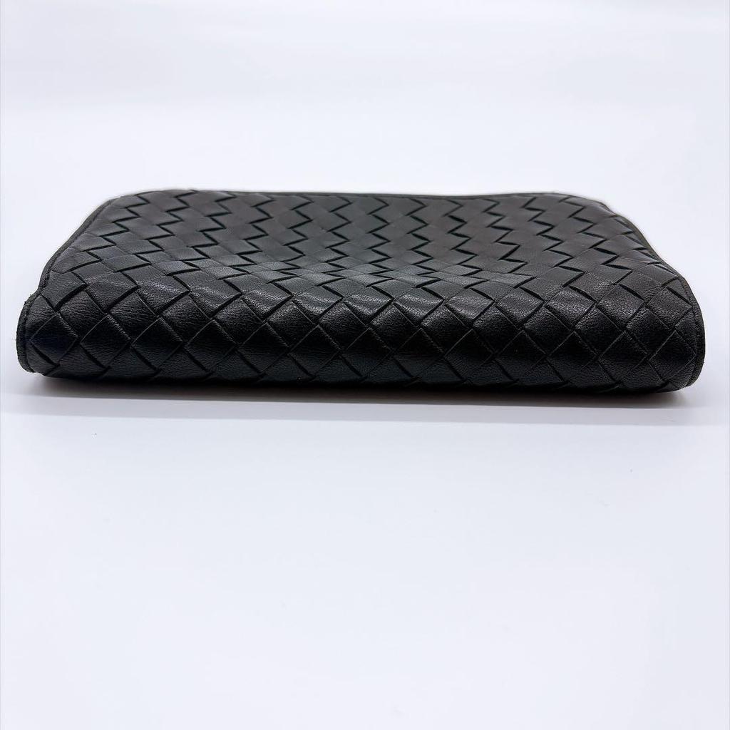 Used BOTTEGA VENETA Intrecciato Bi-fold Wallet Black Leather