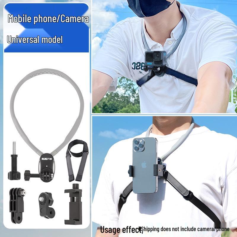 Neck-Mounted Sports Camera and Phone Holder for Cycling