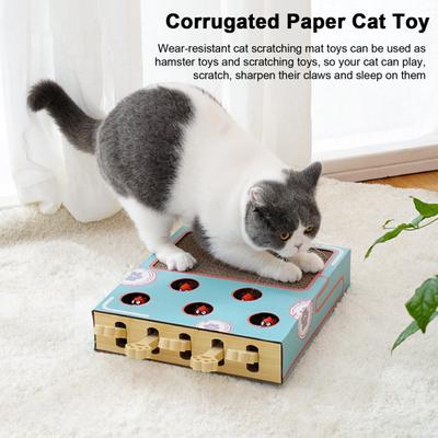 Whack-a-Mole Cat Toy 3-in-1 Scratching Cardboard Interactive Cat Scratcher Board with Whack A Mole for Indoor Cats