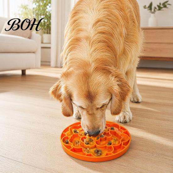 Anti-choke Dog Feeder Pet Slow Mat, Soft Silicone Lick Prevents Mat for Dogs Choking, Dish Cats Kibbles Thick Treat Multi-grid