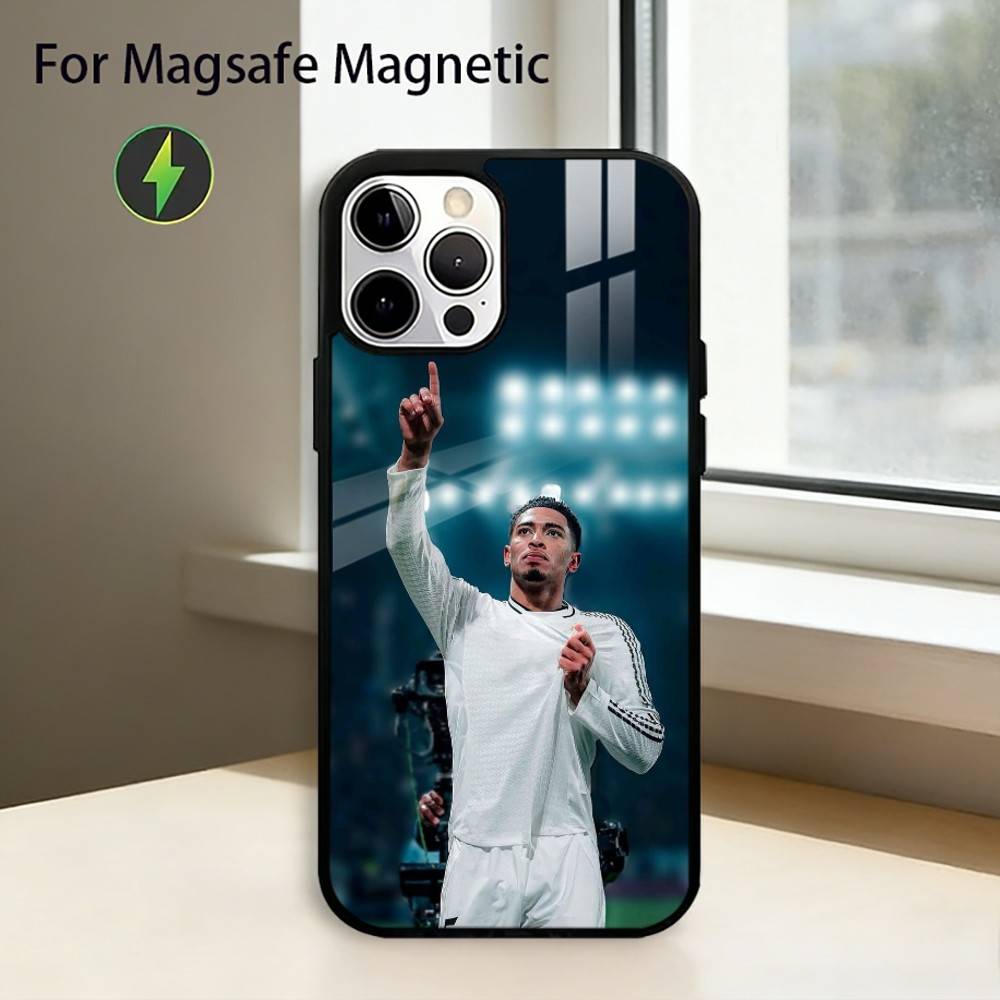 J-Jude Football B-Bellingham Phone Case For iPhone17,16,15,14,13,12,11 Plus,Pro Magnetic with Magsafe Wireless Charging iPhone14