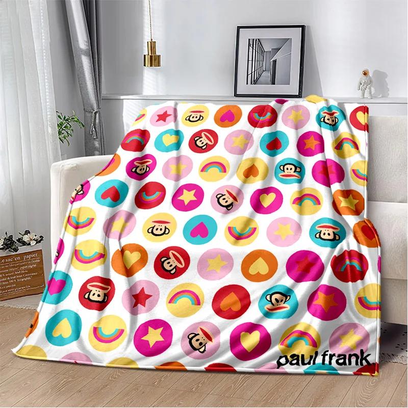 P-Paul Frank-k Flannel Portable Blanket for Children's Picnic in Living Room Bedroom Sofa Bed Ideal Birthday Gift
