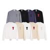 Unisex Crew Neck Sweatshirt Multi Colors with Heart & A Embroidery Casual Pullover for Men Women