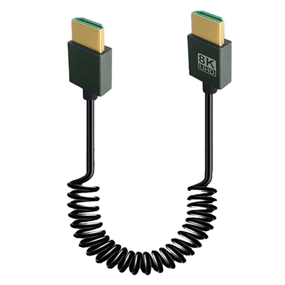 8K HDMI-Compatible To HDMI-Compatible Coiled Cable 48Gbps HDMI-Compatible To Mini/Micro HD Cable for Camera/Camcorder/PC/Monitor