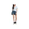 Armani Exchange Solid V-Neck Pullover Short Sleeve T-Shirt Women tops Light-Blue XW000531-AF10359-U9278