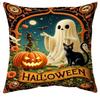 Halloween Throw Pillow Cover Spooky And Pumpkin Pattern Cushion Covers Machine Washable Decorative Bedroom Living Room