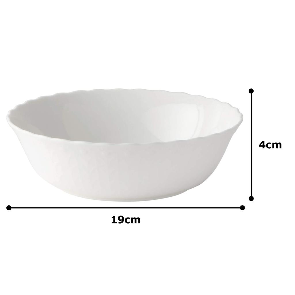 NARUMI Silky White Salad Bowl, 16cm, White, Cute Relief Design, Cereal Bowl, Soup Bowl, Microwave Heating, Dishwasher Safe, 9968-1658P