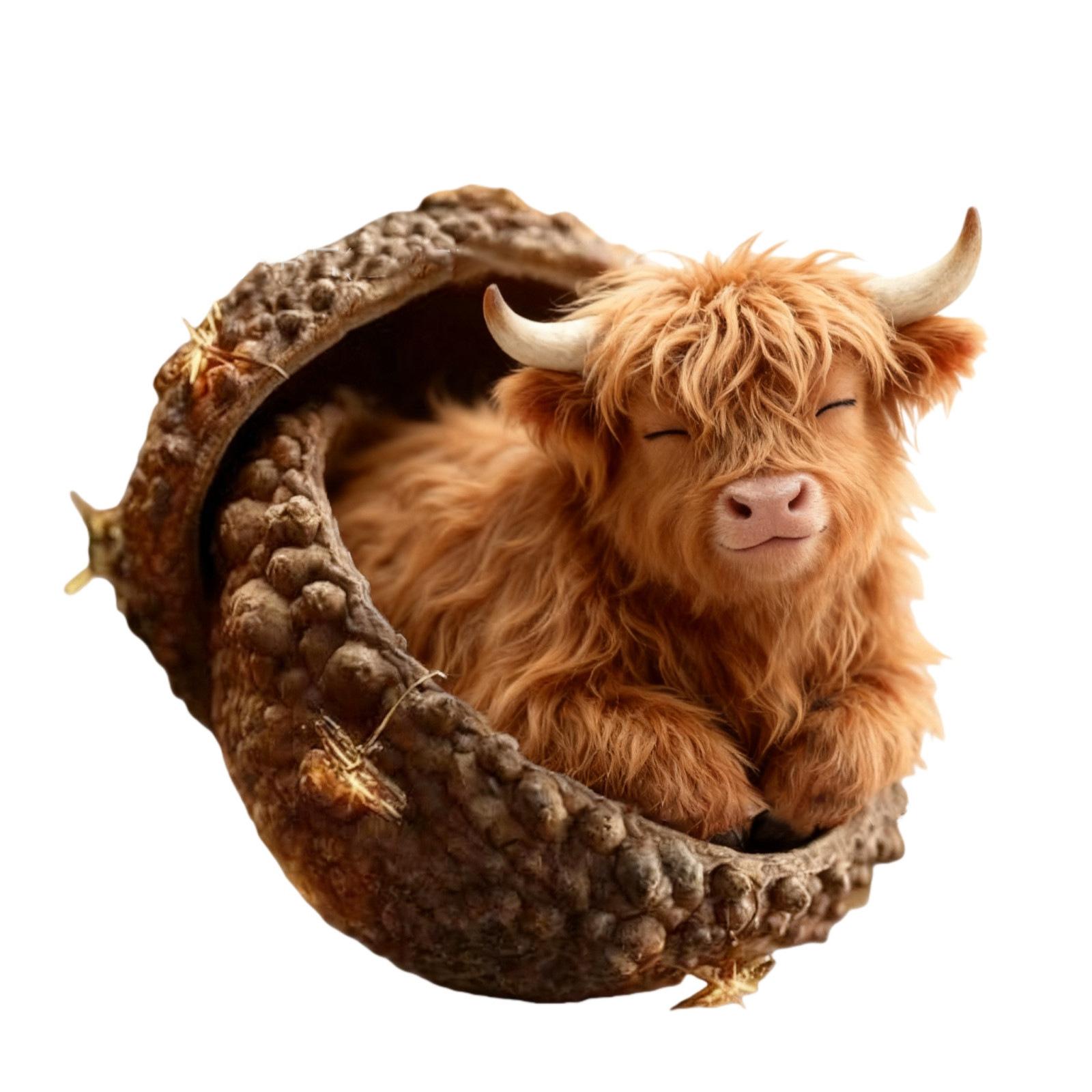 Funny Highlands Cow Christmas Ornament Gift for Cow Lover 2D Acrylic Highlands Cow Decors Xmases Tree Hanging Decorations