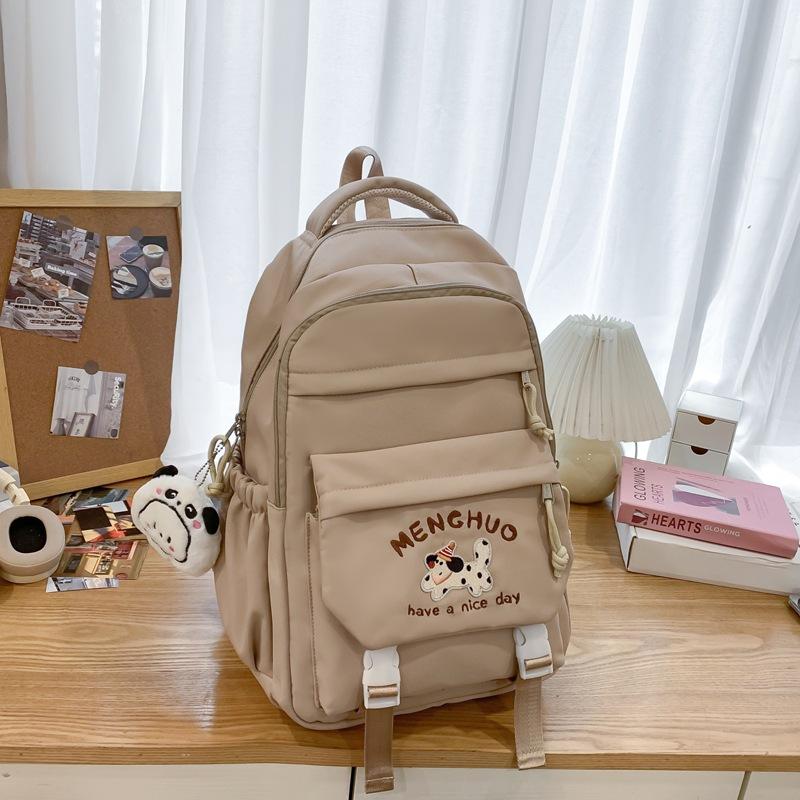 New Cartoon Puppy Embroidered Schoolbag High Value Korean Version Ins College Style Junior High School Students Multi Layer Backpack
