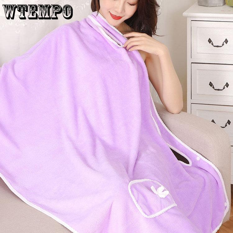 WTEMPO Wielofunkcyjny damski ręcznik podróżny, miękki, chłonny szlafrok, kieszeń na kokardę, sukienki kąpielowe, ręczniki plażowe