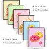 SUPERDANT Wall Art Set of 6 Unframed Canvas Prints, Dessert Poster, Ice Cream, Cake, Pink Modern Art, Girls Bedroom Decor, 20x25cm