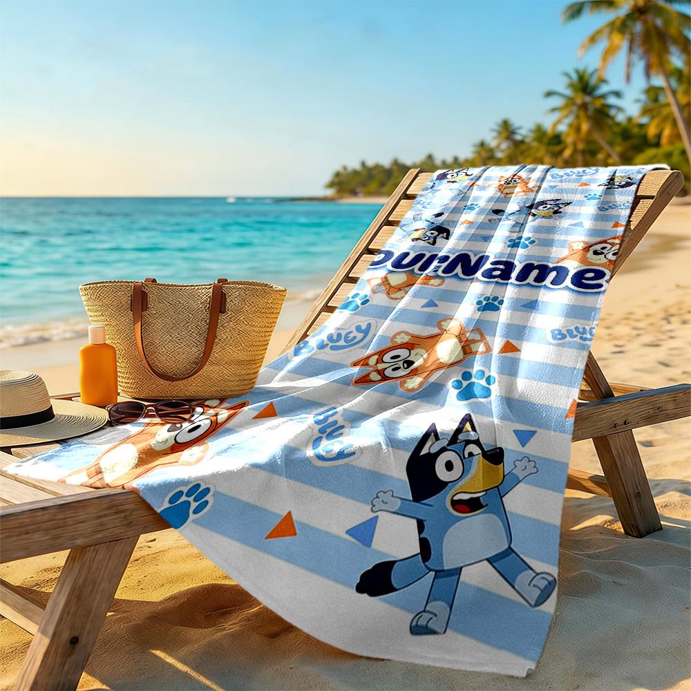 Bluey Personalized Name Beach Towel Super Soft & Absorbent Portable for SwimmingBeachCamping Travel Beach AccessoriesGym