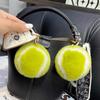 Cute Small Tennis Imitation Rex Rabbit Hair Tennis Car Keychain Pendant Ins Plush Ball School Bag Hanging Gifts