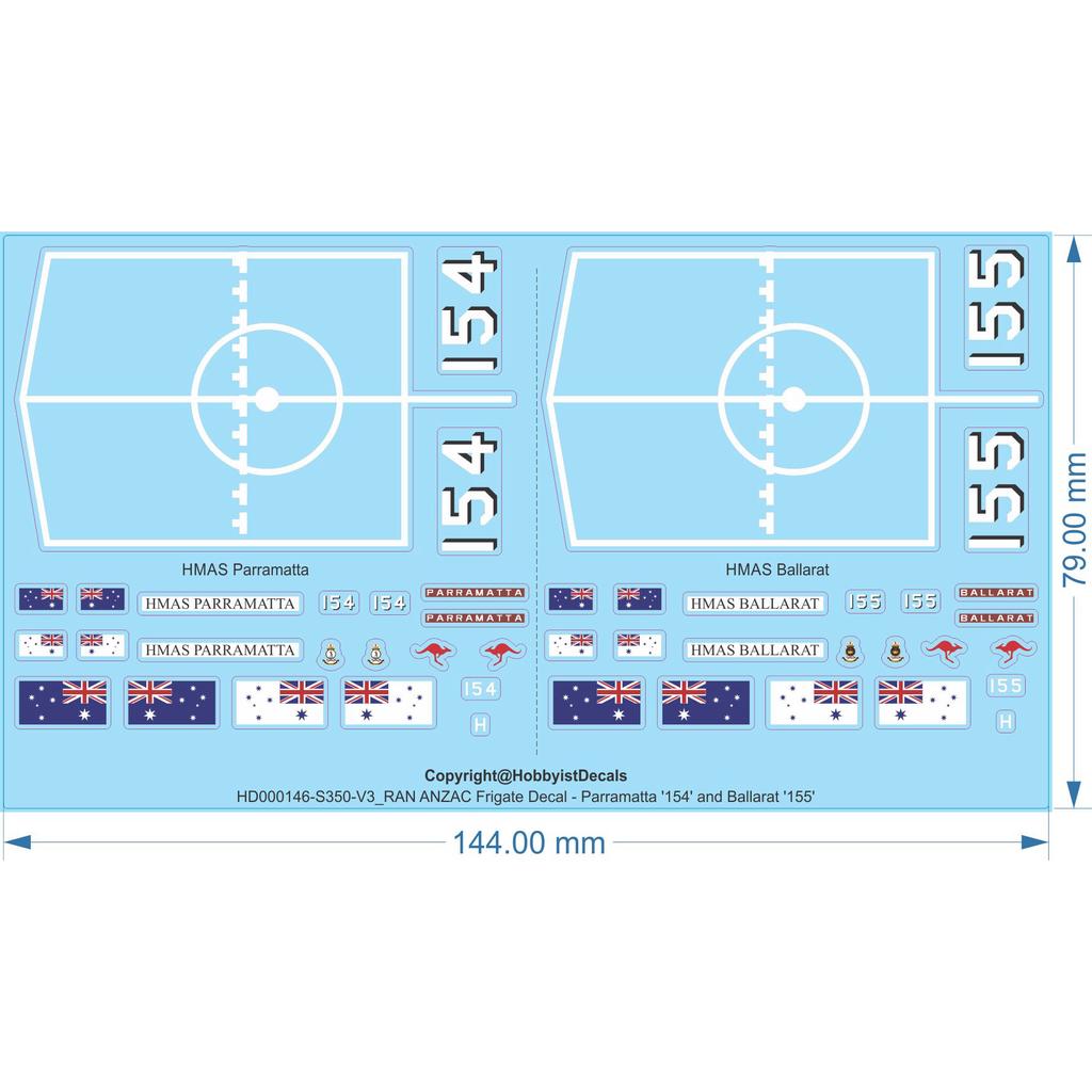 ADF RAN/RNZN ANZAC-class Frigates - 1/144 1/350 1/700 - War Ship Decals