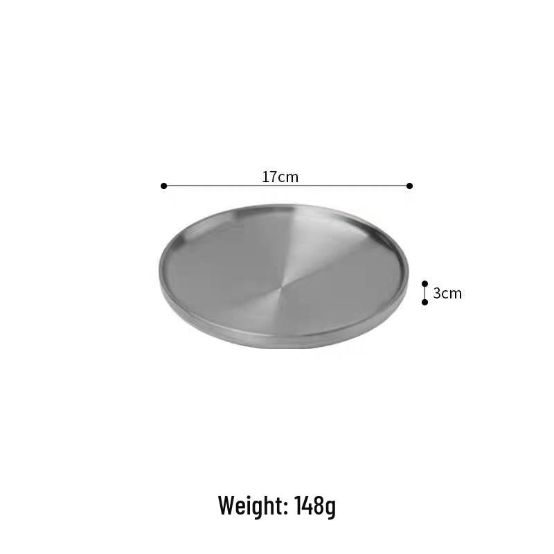 304 Stainless Steel Double-Layer Round Gold Plate for BBQ, Fruits, and Cakes 304 Stainless Steel