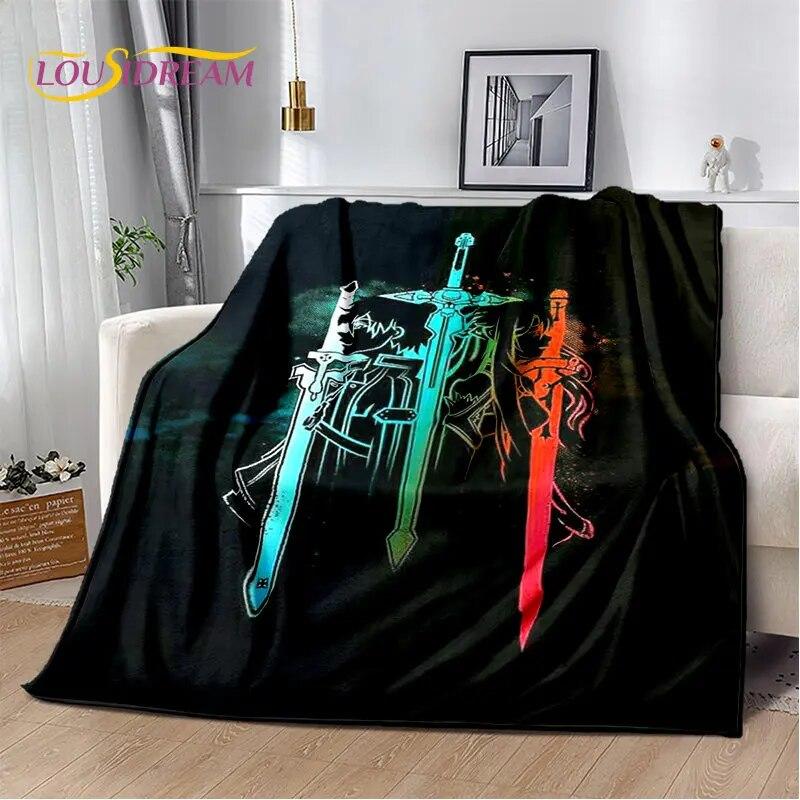Sword Art Online SAO Anime Cartoon Soft Plush Blanket,Flannel Blanket Throw Blanket for Living Room Bedroom Bed Sofa Picnic Kids