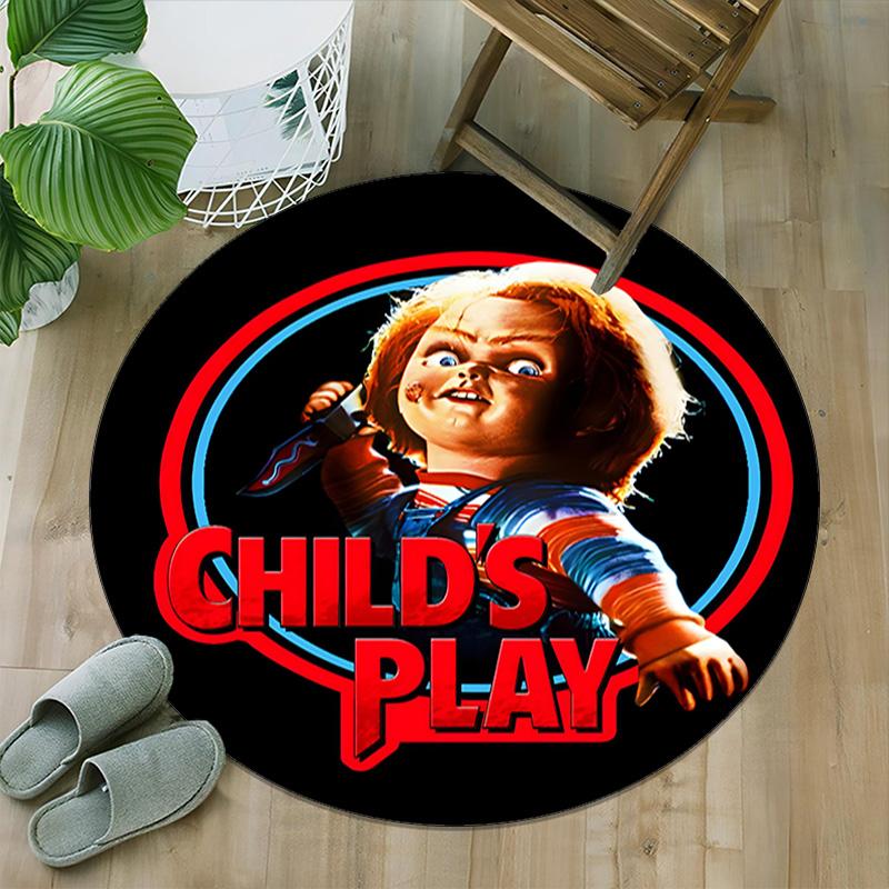 1pc Chucky3 Print Round Carpet Chair Round Carpet Suitable for Bedroom Living Room Home Decorative Carpet
