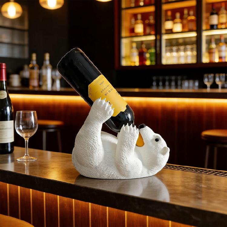 Creative Plastic Bear Bottle Rest For Displaying Wine In Kitchen Living Room Or Countertops Area Animal Home Decors
