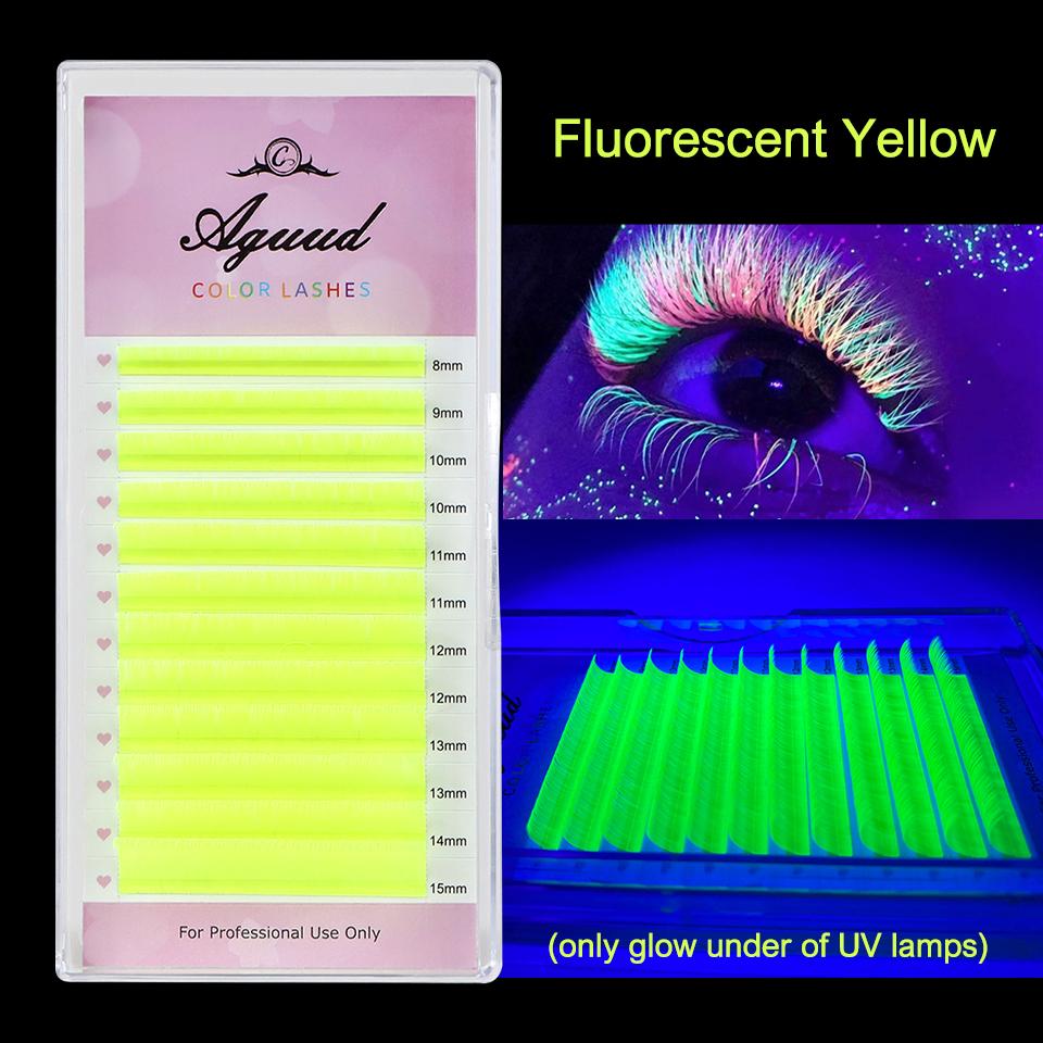 AGUUD UV Colored Eyelash Extension Individual Lash Faux Mink Classic Red Green Brown Blue Purple Pink Lash Colorful Makeup Lash