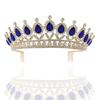 Blue Rhinestone Crown Large Crown with Comb Bridal Tiara Crown