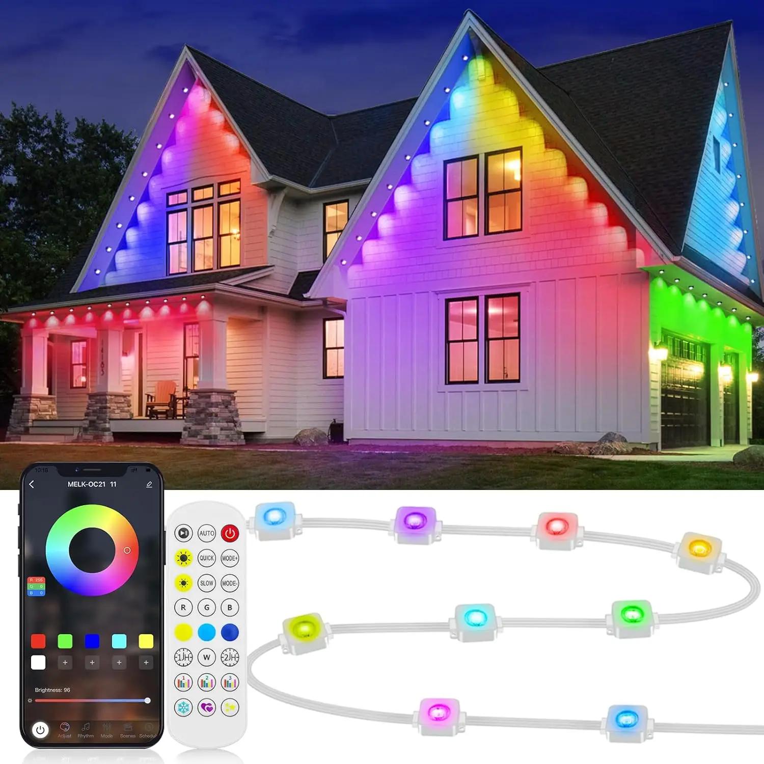

LED Lights 45M Permanent Outdoor Lights Smart RGBIC Eaves Festival Flashing Lighting Fairy String Christmas Holiday Decorations 5M 10LEDs&US Plug