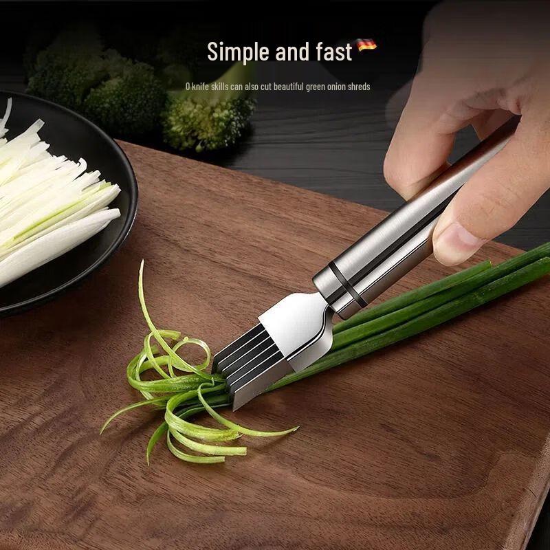 Multifunction Stainless Steel Scallion Shredder & Garlic Press