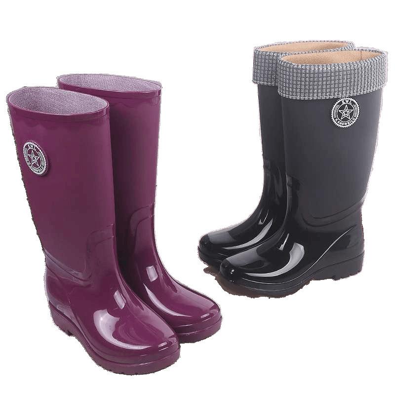 Rain Shoes Women's Fashion Outer Wear Water Shoes Adult High Rain Boots Waterproof and Non-slip New Lightweight Rubber Shoes Long Boots
