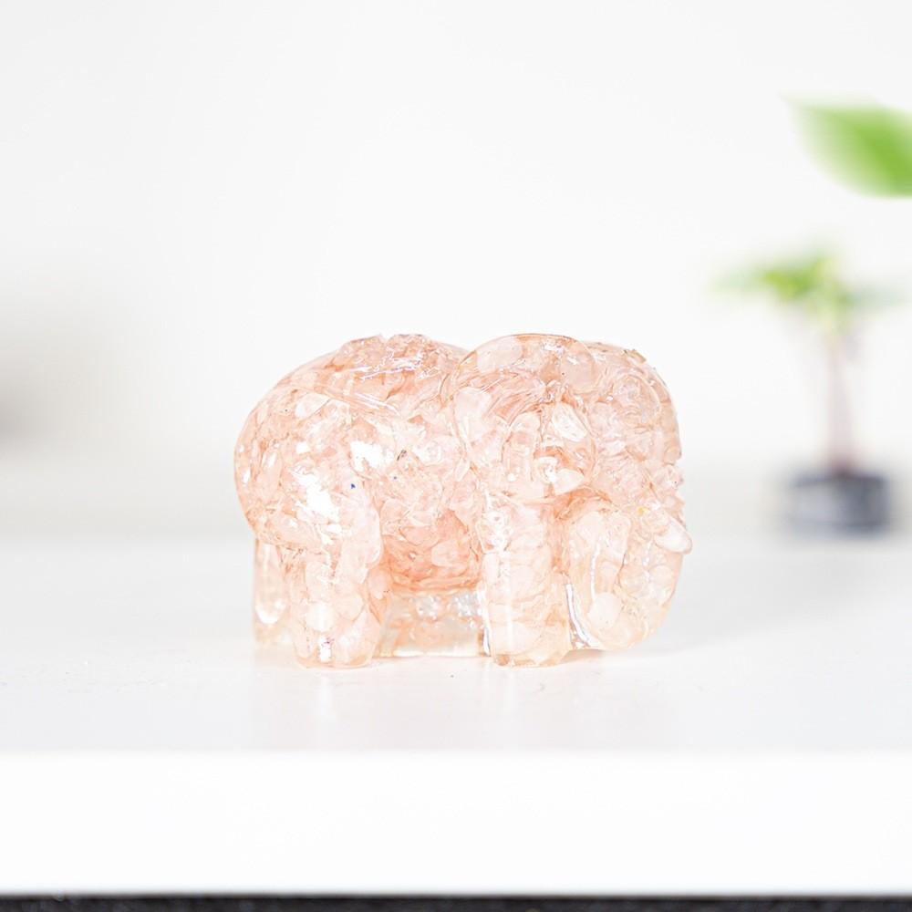 Natural Gemstone Crystal Decor Elephant Resin Art Home Gift For Special Occasions
