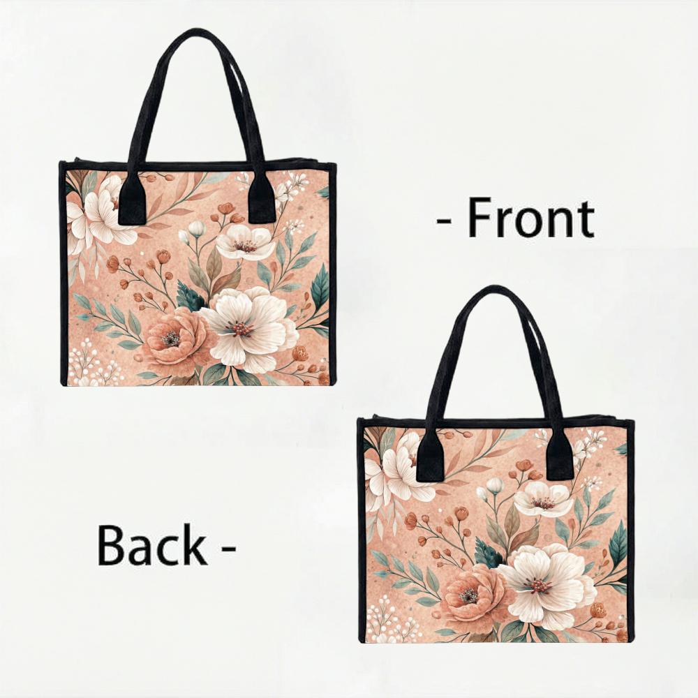 Elegant Floral Tote Bag Soft Stylish Large Capacity Daily Carry Bag for Women 