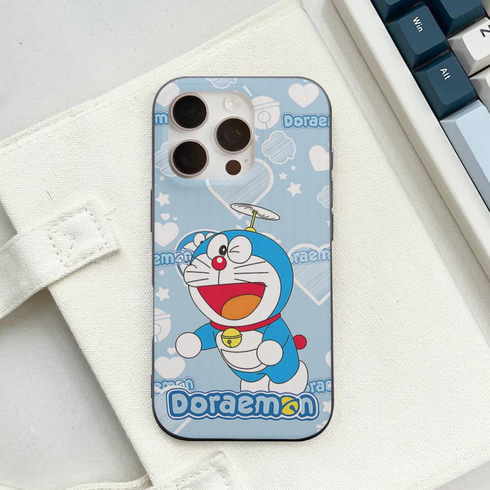 Cartoon D-Doraemons Corrugated Pattern For IPhone 17 16 15 14 13 12 11 16 Pro Max Plus Pro Non-slip Phone Cover