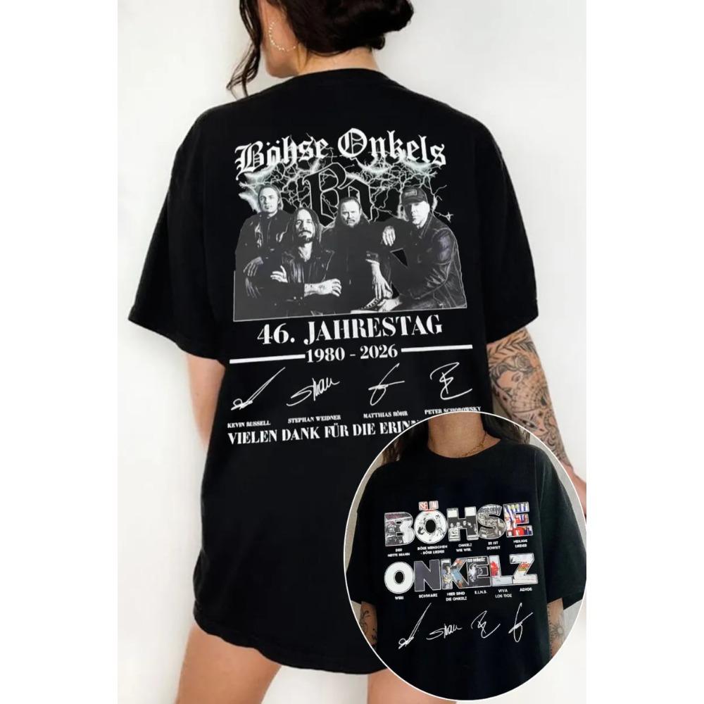 Hot Sale Böhse Onkelz Mitten Unter Euch Tour 2026 Double Sided Print T-shirt Men Women Casual Harajuku T-shirt Hip Hop Streetwear T-shirt