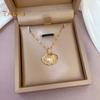Hollow Shell Faux Pearl Necklace Golden Shell Pendant Necklace Jewelry Gift for Wedding Anniversary Birthday