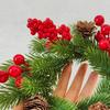 Christmas Candle Ring Wreath Artificial Red Berry Pinecone Pine Needles Candle Wreaths Small Tabletop Candle Holder for Home Party Fireplace Decor