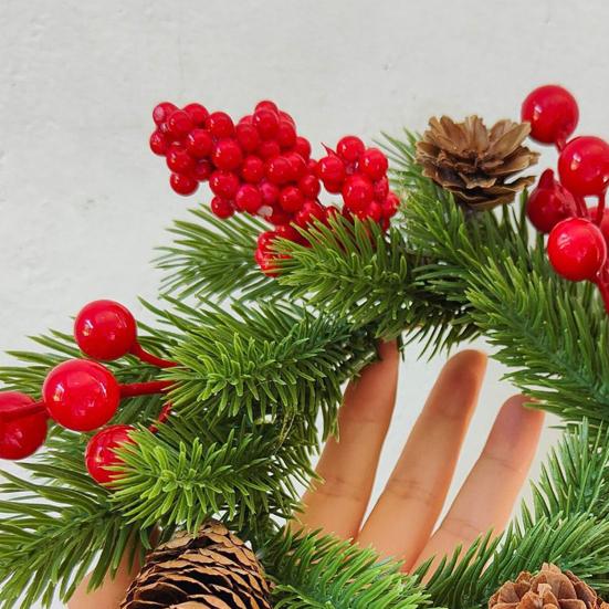 Christmas Candle Ring Wreath Artificial Red Berry Pinecone Pine Needles Candle Wreaths Small Tabletop Candle Holder for Home Party Fireplace Decor
