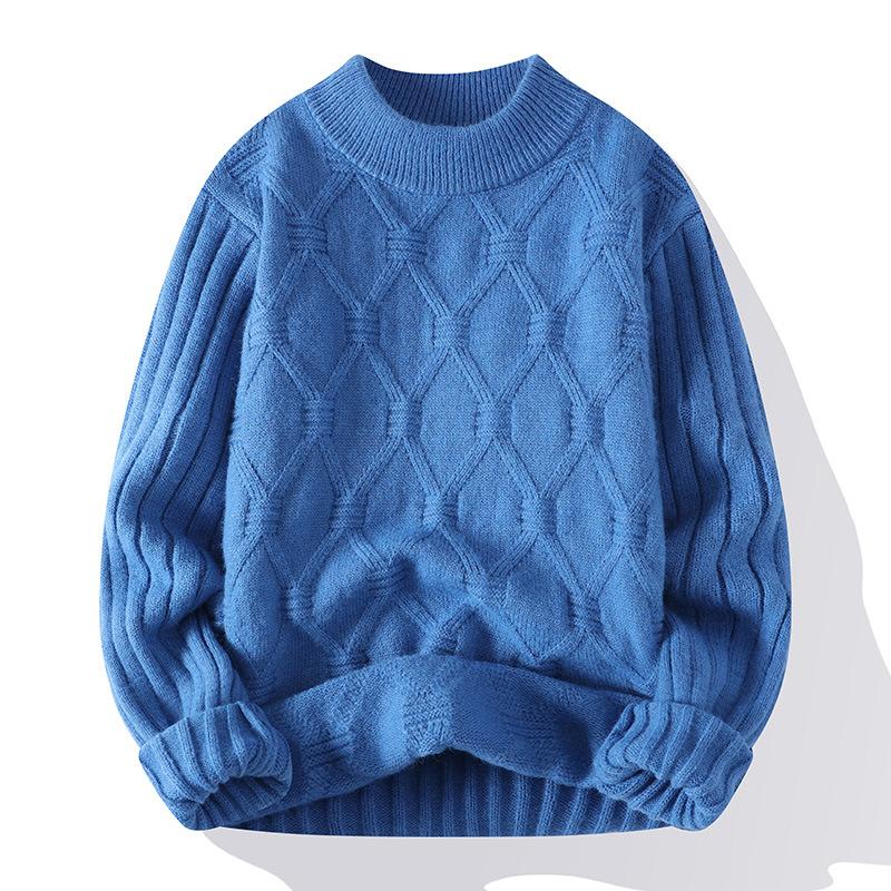 Men S Casual Solid Crew Neck Long Sleeve Pullover Knit Sweater