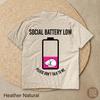 Sociale Batterij Leeg Graag Niet Praten T-shirt, Grappige Introverte Kat Batterij Tee, Schattig Slapend Kittentje Lui Humor Cadeau